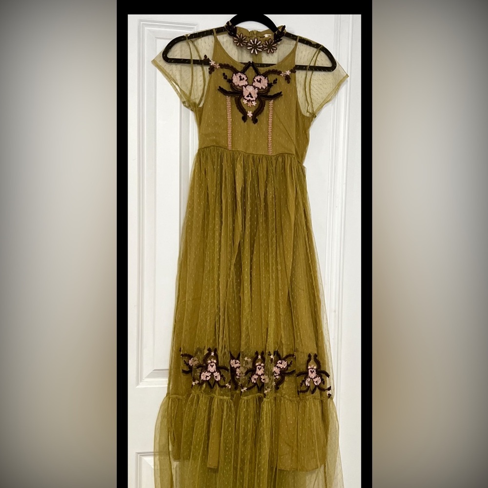 Chic Olive Embroidered A-Line Skirt
